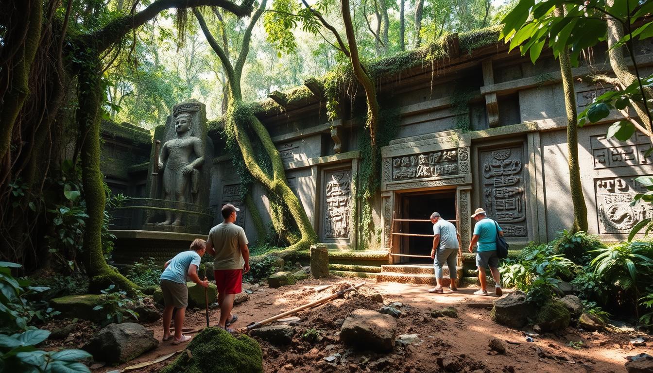 archaeology in jungle ruins
